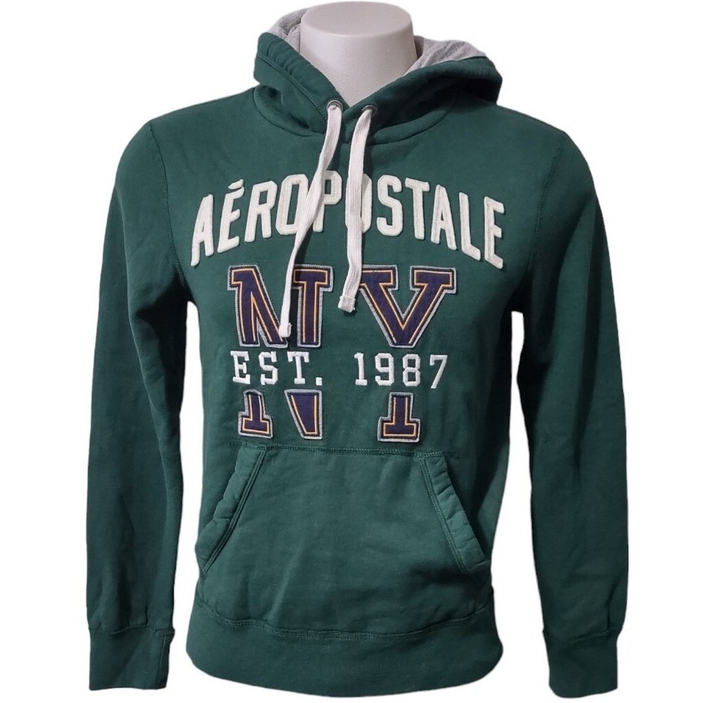 Aeropostale Hooded Sweatshirt Men's Small NY 1987 Kangaroo Pocket Embroidered